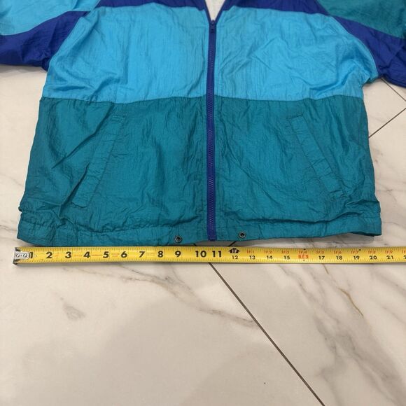 Vtg 90s Pro Spirit Colorblock Windbreaker Jacket S Teal Blue Gorpcore Vaporwave - Picture 6 of 12